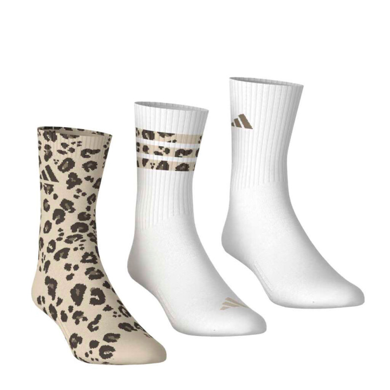 Medias de Mujer Adidas Leo Estampadas (3Pares) Blanco - Animal Print