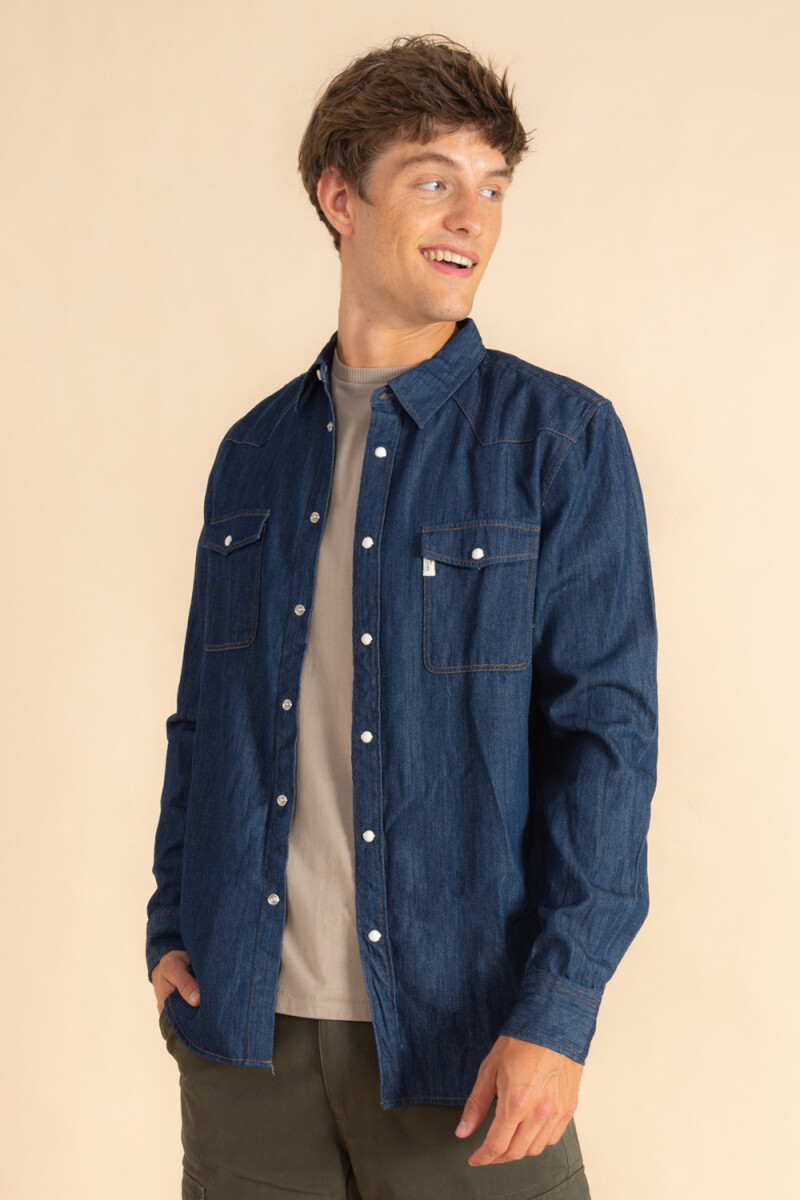 Camisa de jean Azul