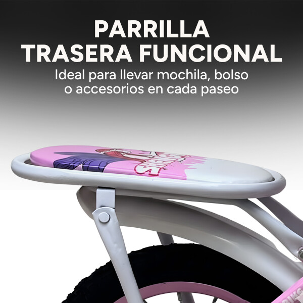 Bicicleta infantil Shengdi Rod 12 Canasto Parrilla Rueditas Color Rosa Claro