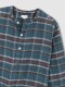 Camisa De Cuadros Cuello Mao Azul