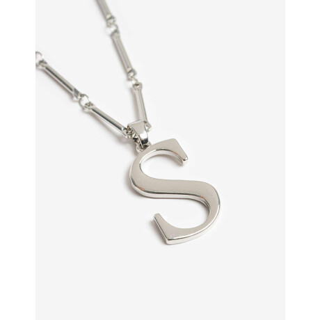Collar Largo Inicial S Plateado Rodio