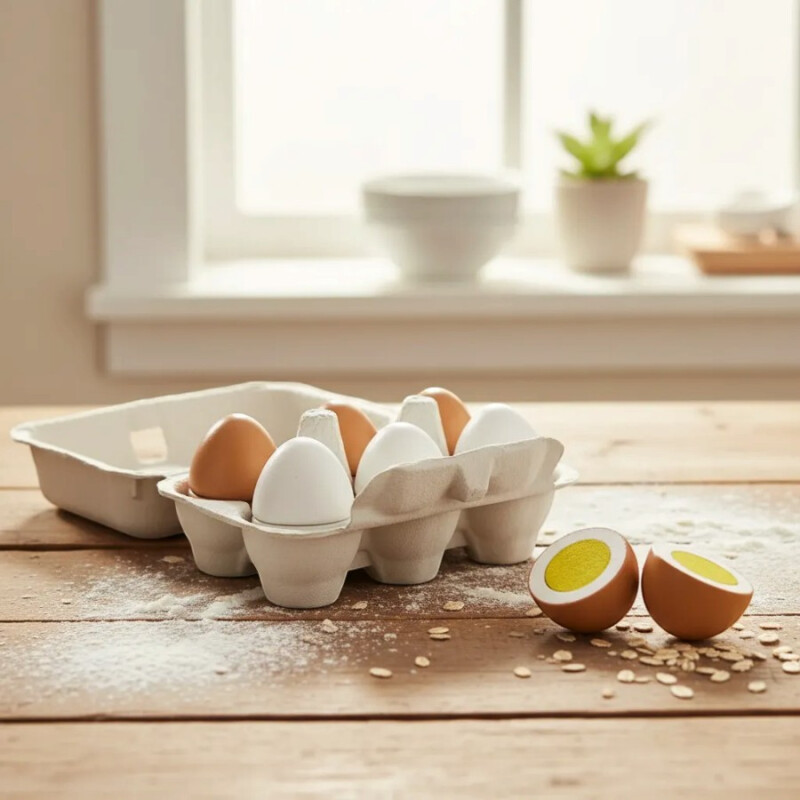 Juguete de Madera Huevos para Cortar Viga Juguete de Madera Huevos para Cortar Viga