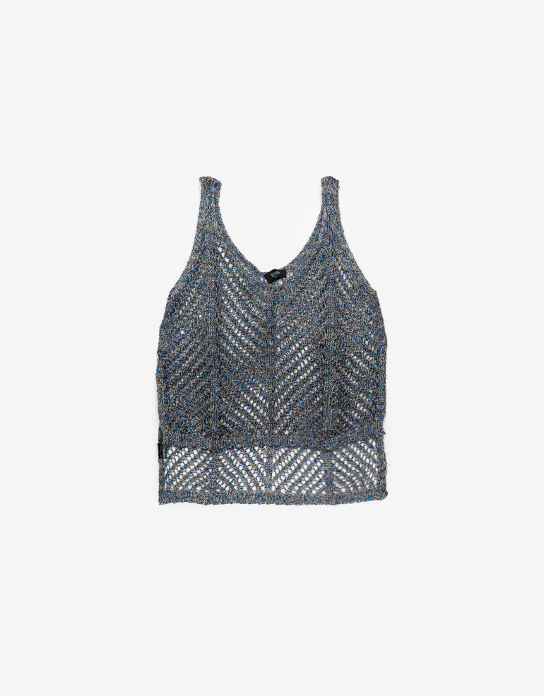 Tops Top Tejido Con Lentejuelas - Negro