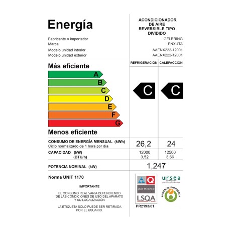 AIRE ACONDICIONADO ENXUTA 12000-BTU BLANCO AAENX222-12001