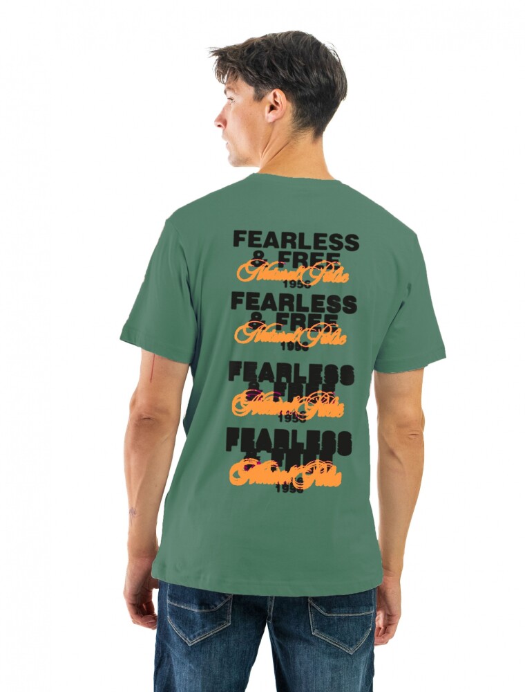 Remera Algodón Estampada Cuello Redondo Verde y Colores