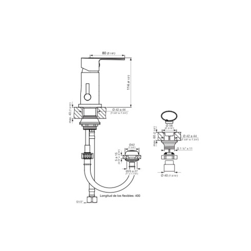 Monocomando Para Bidet Con Desague Fresia 000