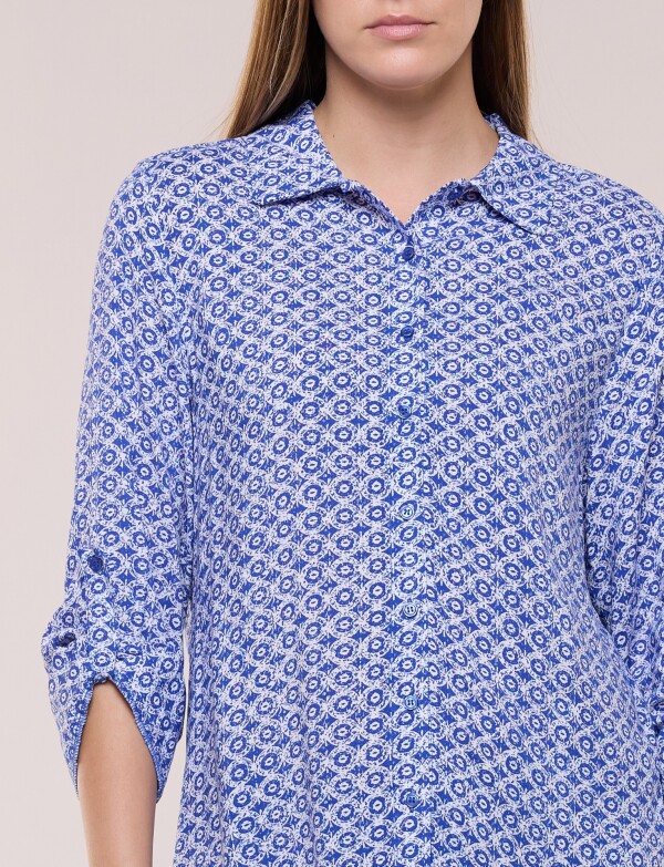 Camisa Manga Larga Con Estampa AZUL/BLANCO