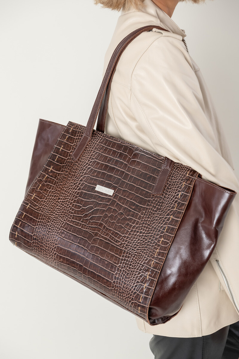 Bolso office - Crocco chocolate 