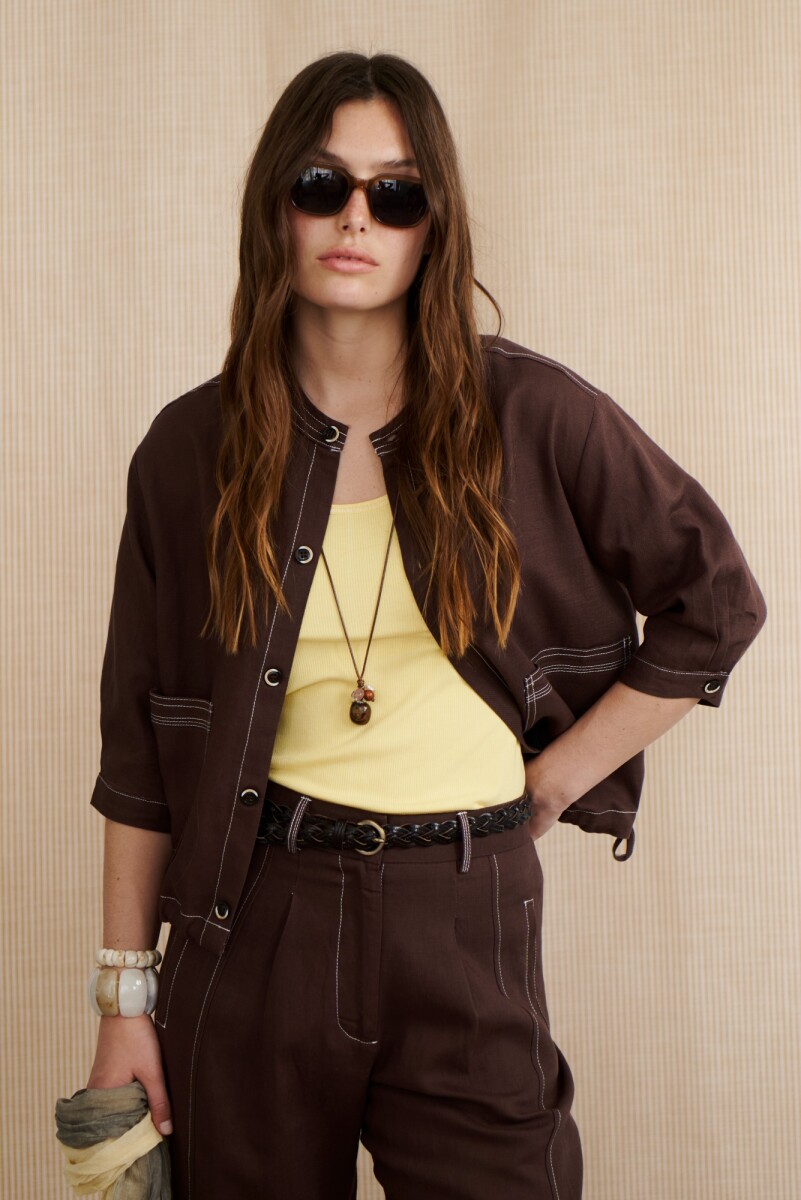 CHAQUETA LINO SOHO - MARRON 