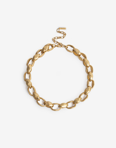 Collares Cortos Metal Collar Corto Cadena Metal - Dorado Oro Cepillado Mate