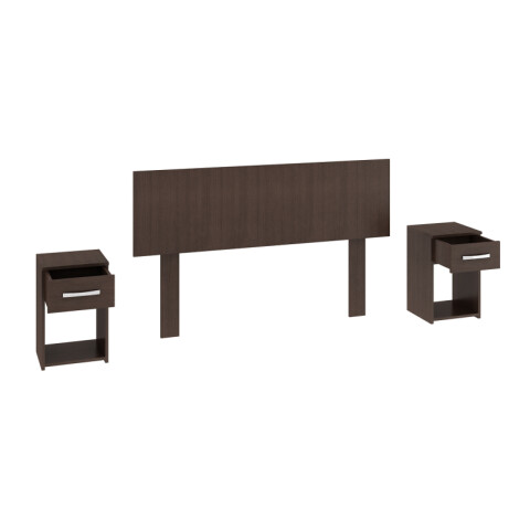 Respaldo de Sommier C / 2 Mesas de Luz - Tabaco - MDP - FE Respaldo de Sommier C / 2 Mesas de Luz - Tabaco - MDP - FE