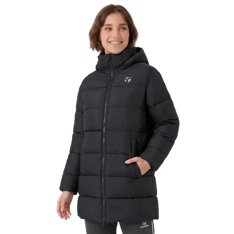 Campera Topper Dama Puffer C/Capucha Cuello Alto Negro