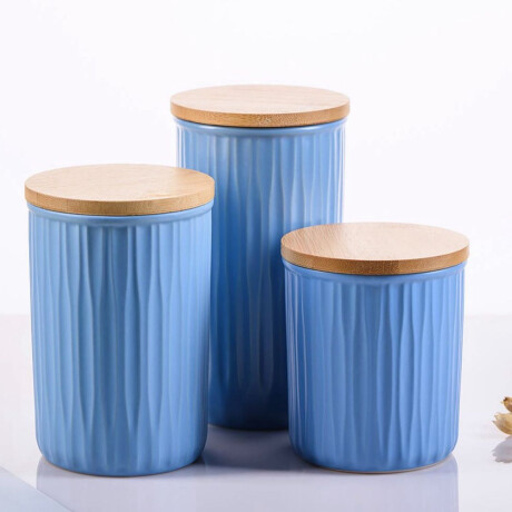 Set de 3 Recipientes Herméticos Multiuso Ceramica C/Tapa Bambú Set de 3 Recipientes Herméticos Multiuso Ceramica C/Tapa Bambú