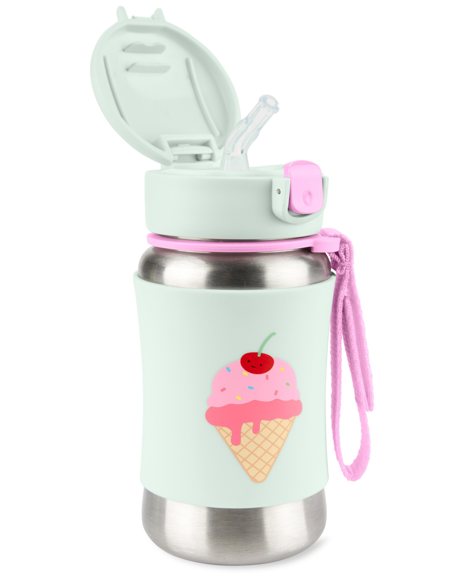 Botella de acero inoxidable con sorbito, diseño helado Botella de acero inoxidable con sorbito, diseño helado