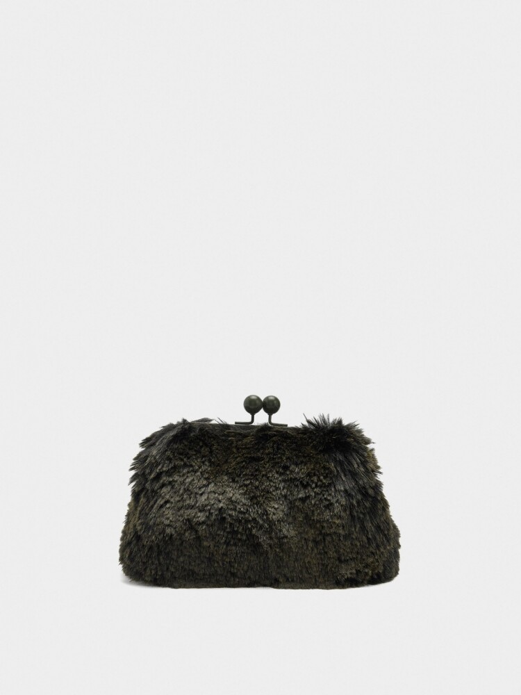 Bolso Efecto Pelo Con Asa De Cadena verde