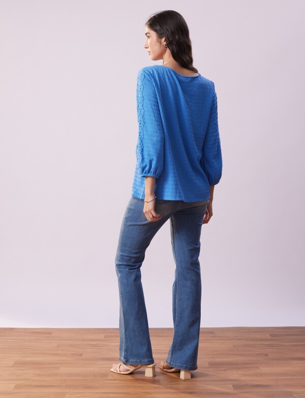 Blusa Broderie CELESTE OSCURO