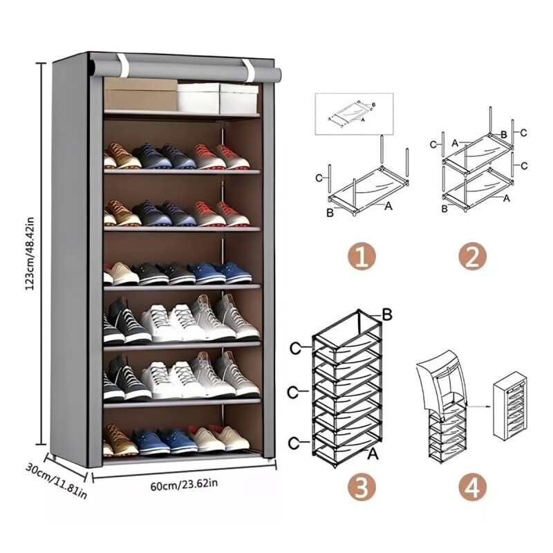 Zapatera de tela GRIS
