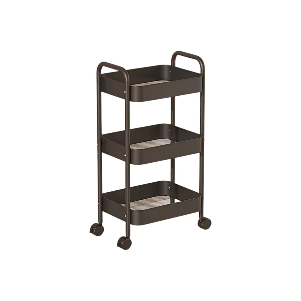 Carro organizador metálico de 3 niveles con ruedas - Negro 
