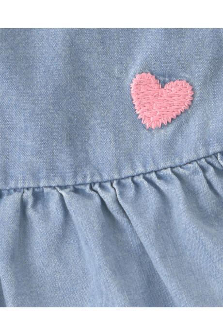 Set tres piezas, short y musculosa de chambray más body de algodón rosado Set tres piezas, short y musculosa de chambray más body de algodón rosado