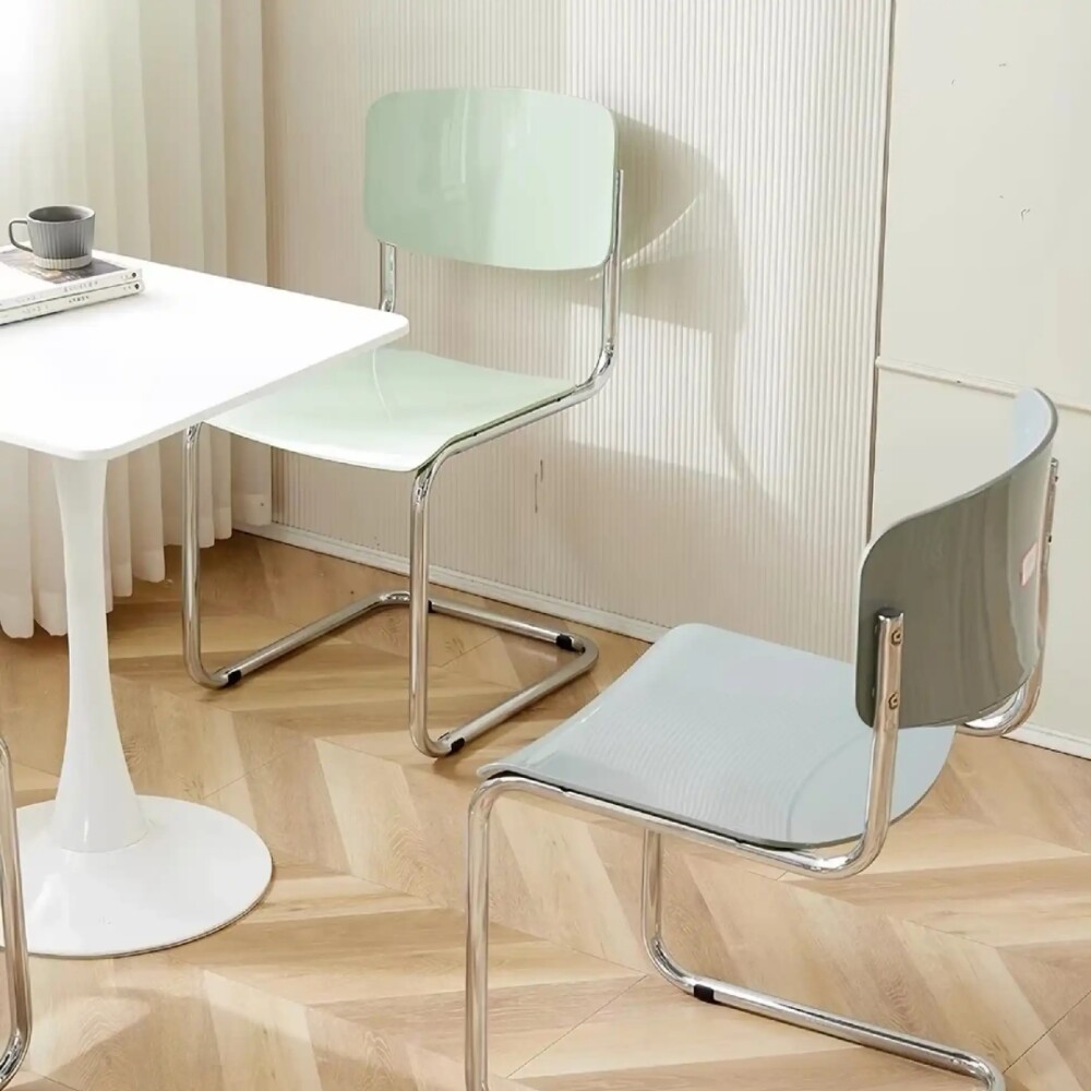Silla de Comedor Metal Cromado y Madera - Moon Verde