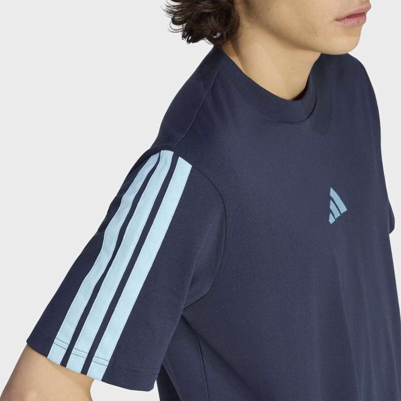 Remera Adidas Essentials 3 Rayas Azul