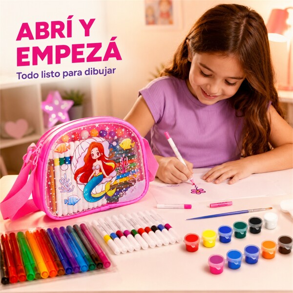 Set de Arte Infantil con Bolso 57 Piezas para Pintar y Dibujar ROSA