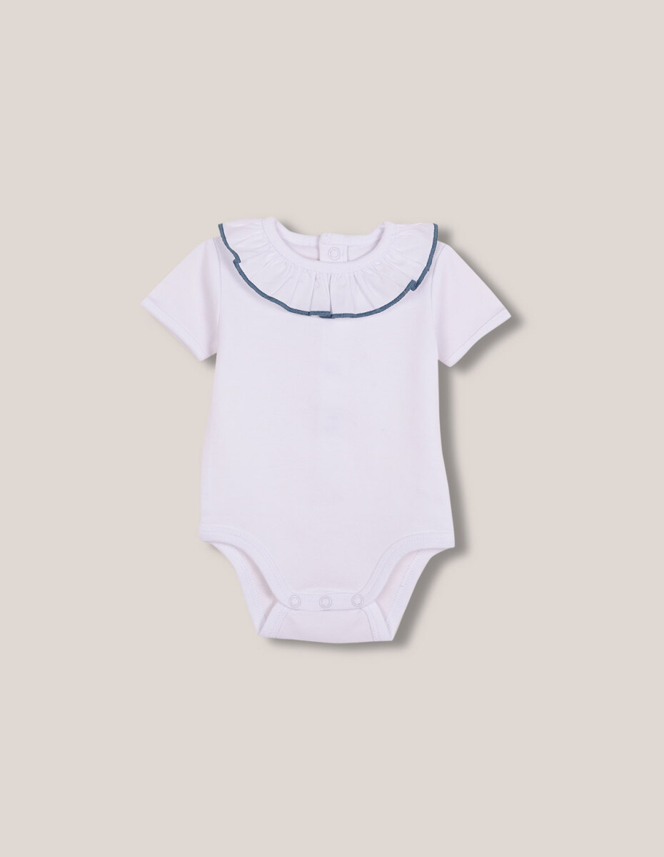Body Con Cuello De Popelin Hilo A Contraste - Blanco 
