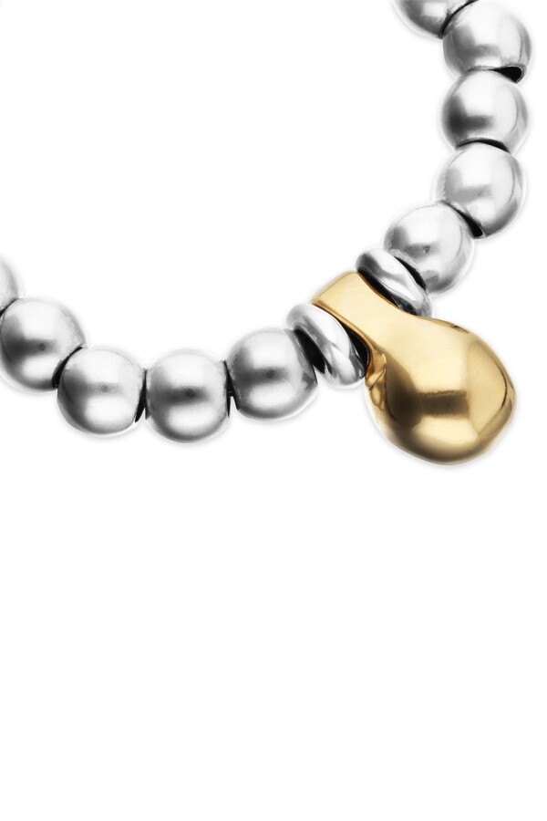 PULSERA DE BOLAS MEDIANAS BAÑADAS EN PLATA DE LEY Y BOLA GRANDE BAÑADA EN ORO 18K Pulsera