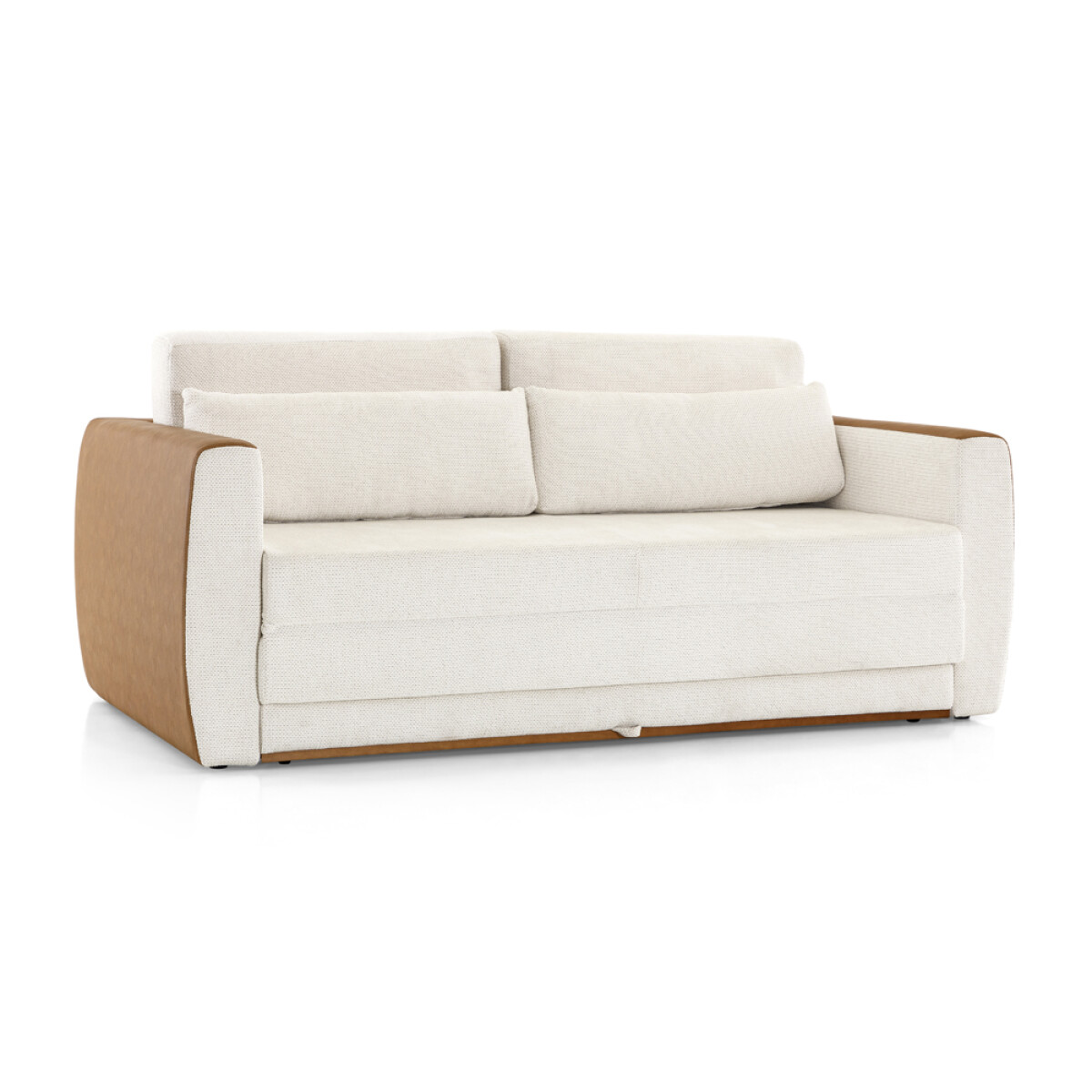 Sofa Cama parrilla extensible brazos recto asientos tela beige trasera Pu tostado 