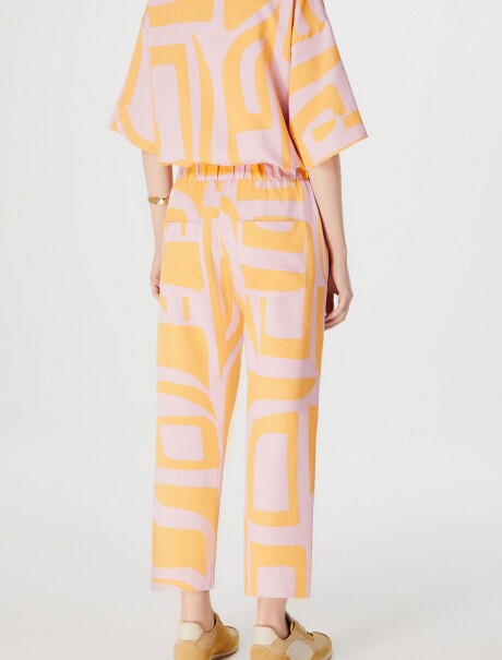 PANTALÓN ESTAMPADO CON CINTURA ELASTIZADA NARANJA