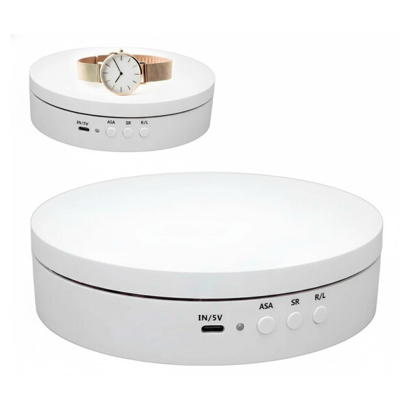 Exhibidor Base Giratorio Automatico Joyas Reloj Celular Y + Color Blanco