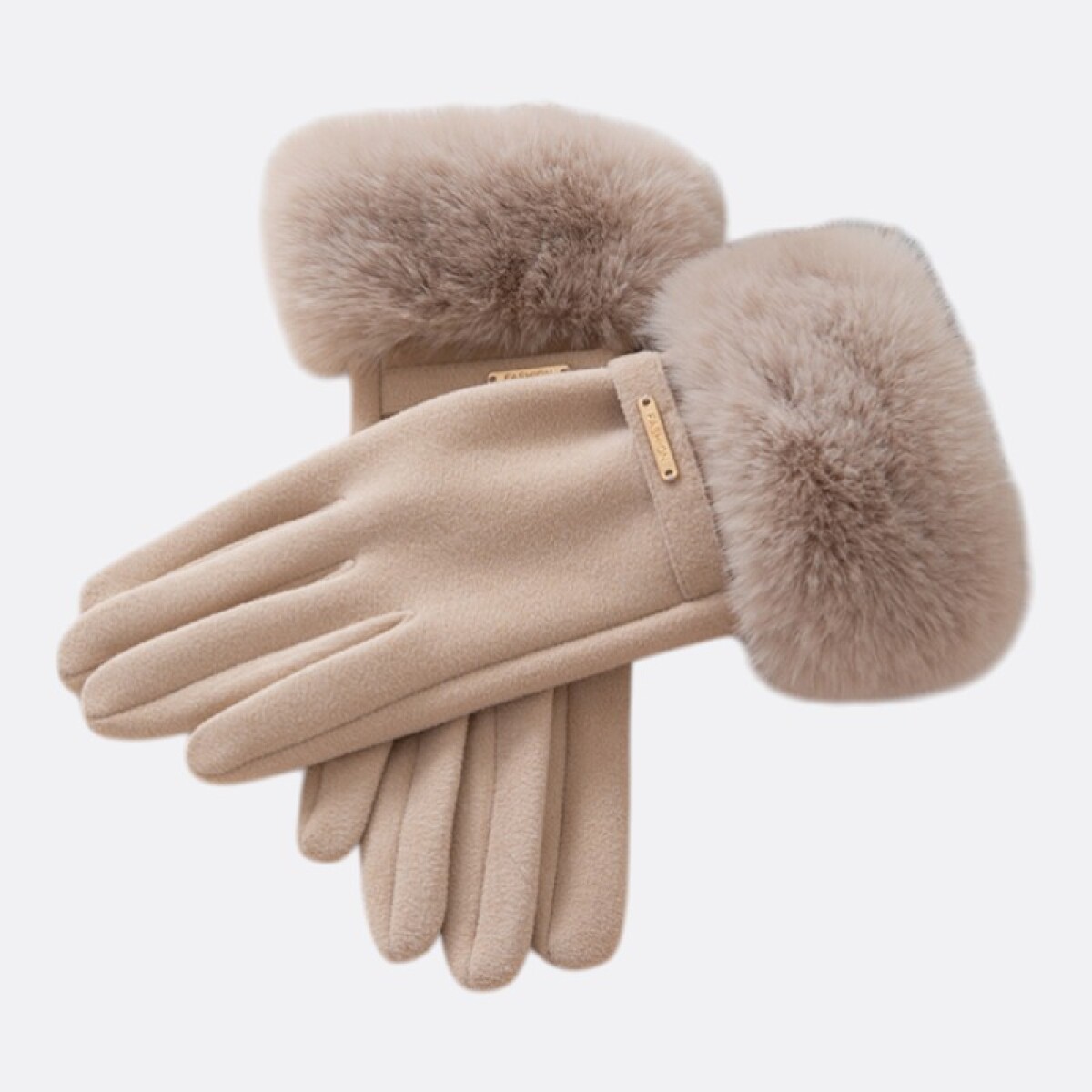 Guantes Boreal Con Detalle De Piel Y Pulsera - Beige 
