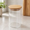 FRASCO DE VIDRIO 550ML CILÍNDRICO CON TAPA DE MADERA FRASCO DE VIDRIO 550ML CILÍNDRICO CON TAPA DE MADERA