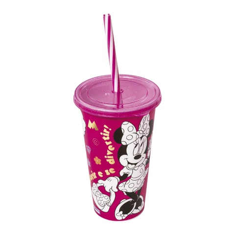 Vaso Plástico con Pajita Minnie 500 ml U