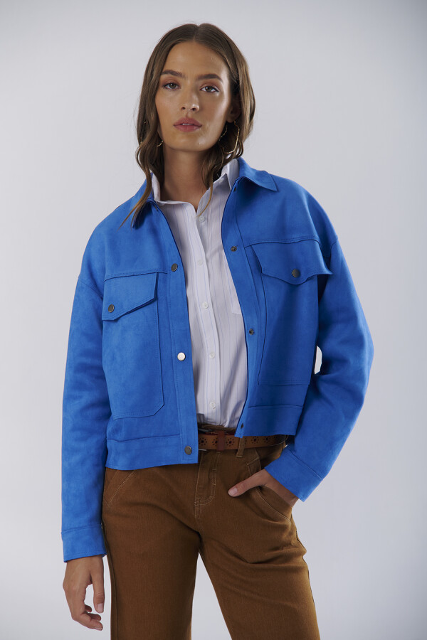 CHAQUETA SUEDE POCKET AZUL