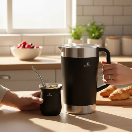 Set Jarra Térmica 1.9Lt + Mate 330Ml Acero Inox Doble Pared Negro
