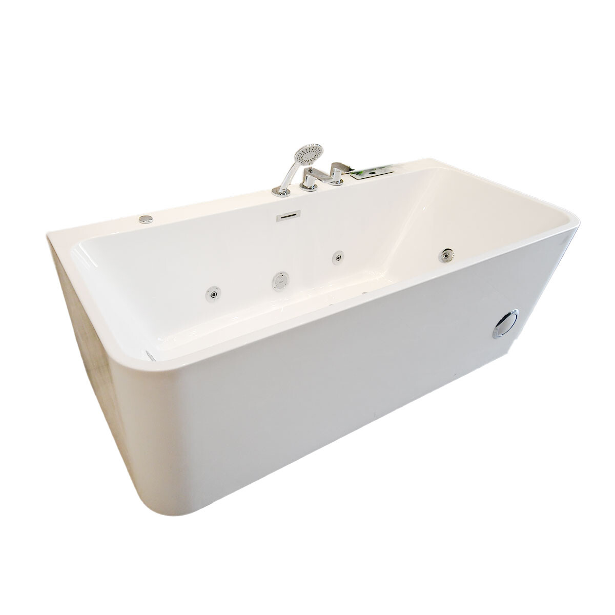 Bañera Con Hidromasaje 170X75 6 Jets + Burbujas Incluye Griferia Y Motor 1.5 Hp Blanco Autoportante 