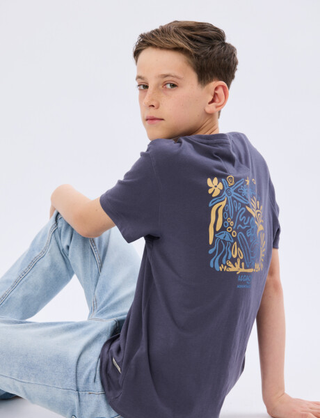 REMERA ESTAMPADA DE ALGODÓN Azul