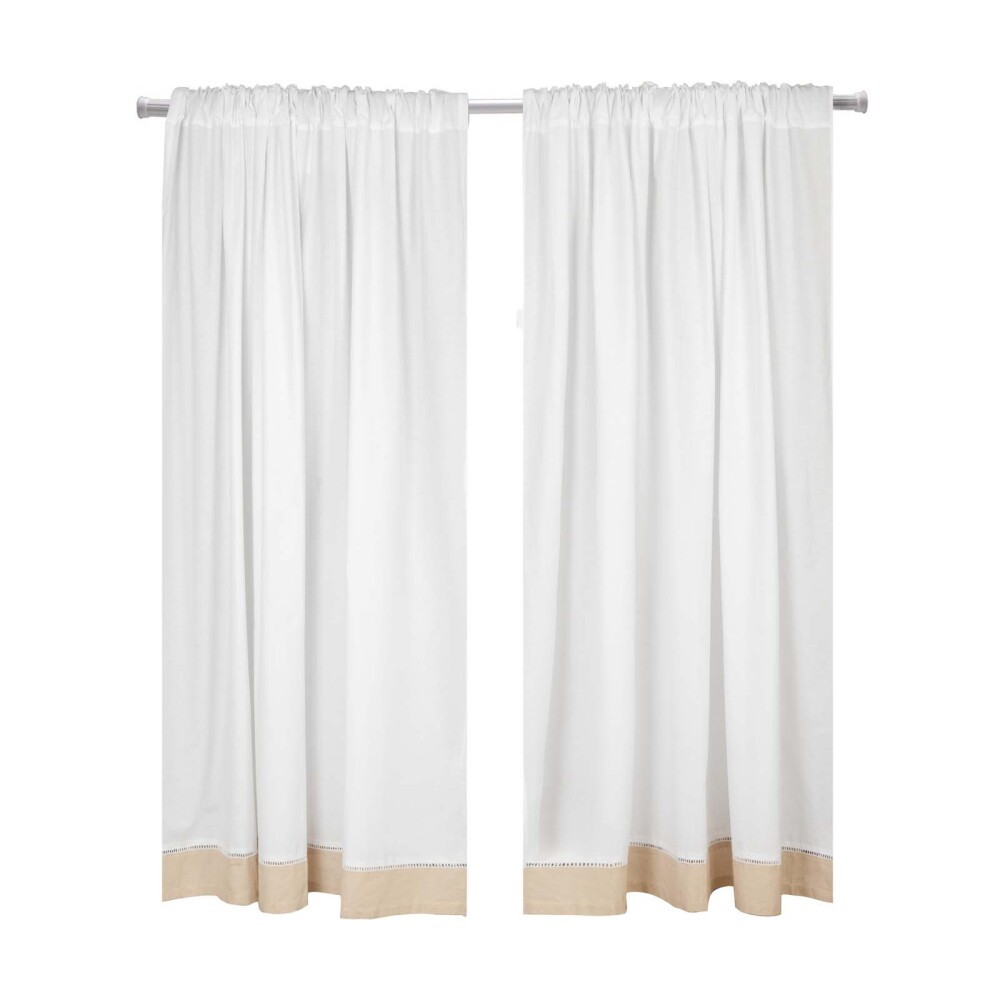 CORTINA ALGODON NATURAL-BEIGE GUARDA DE LINO SET X 2
