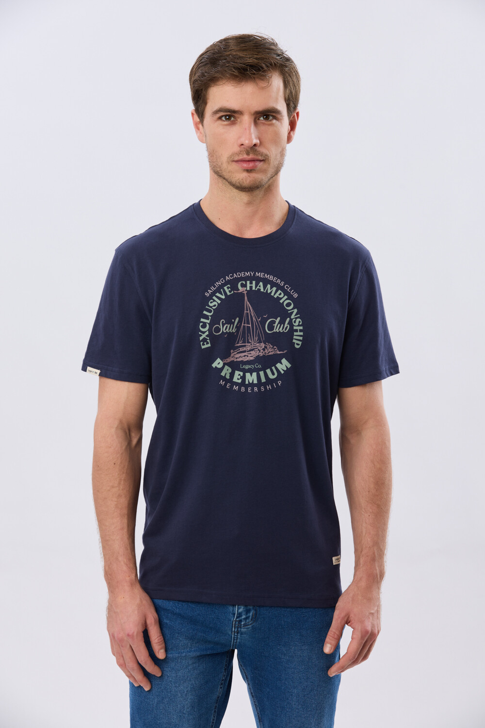 REMERA ESTAMPADA DE ALGODÓN Azul