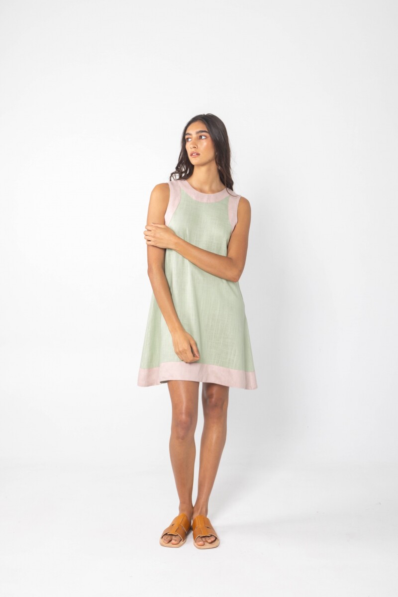 VESTIDO ACAI SHORT SS24 Menta Y Rosa
