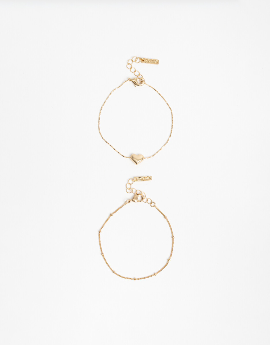 Pulsera Flexible Set Corazón Metal 