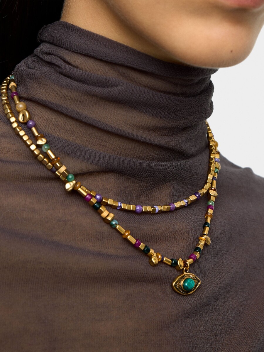 Set De Collares Con Piedras multicolor