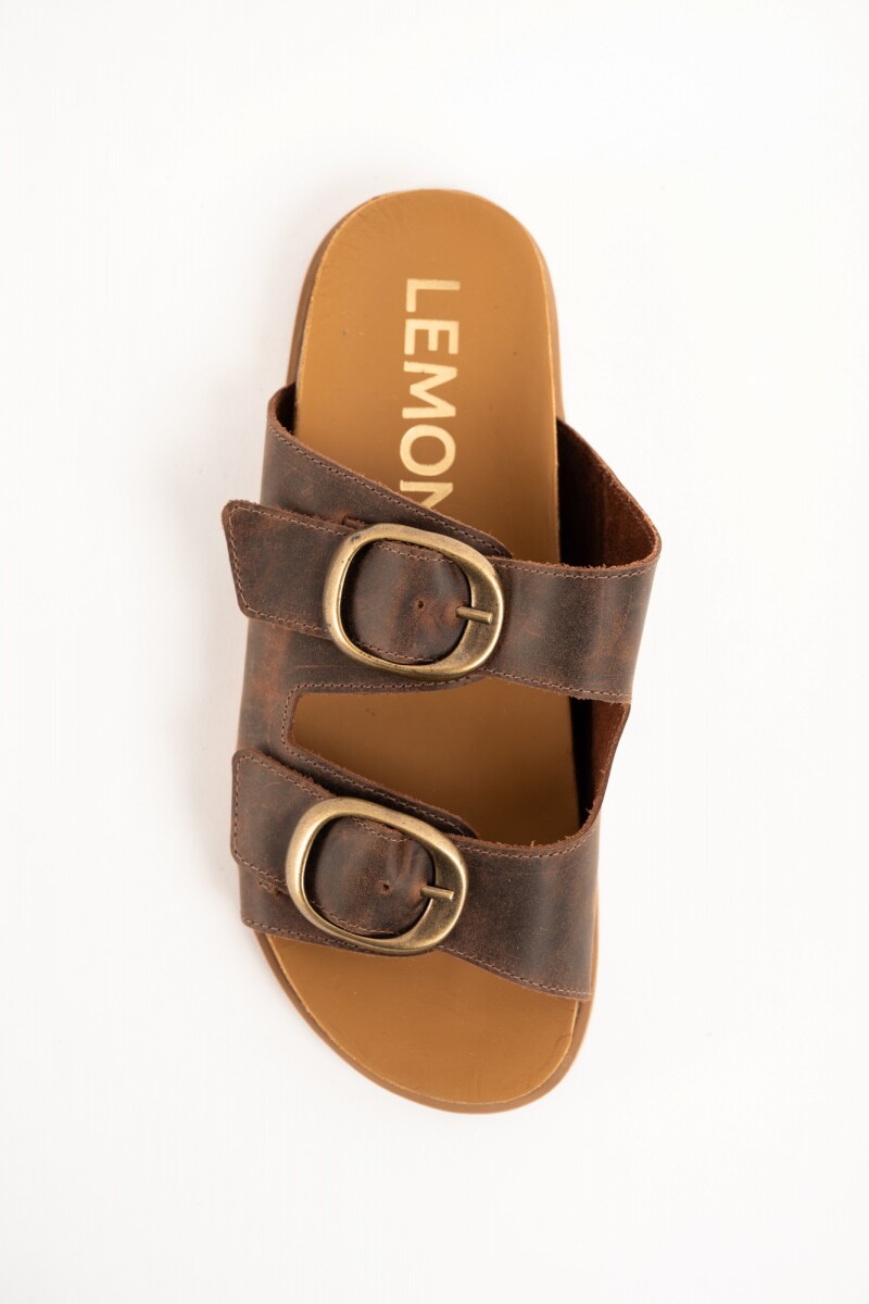 Sandalias De Doble Hebilla Chocolate