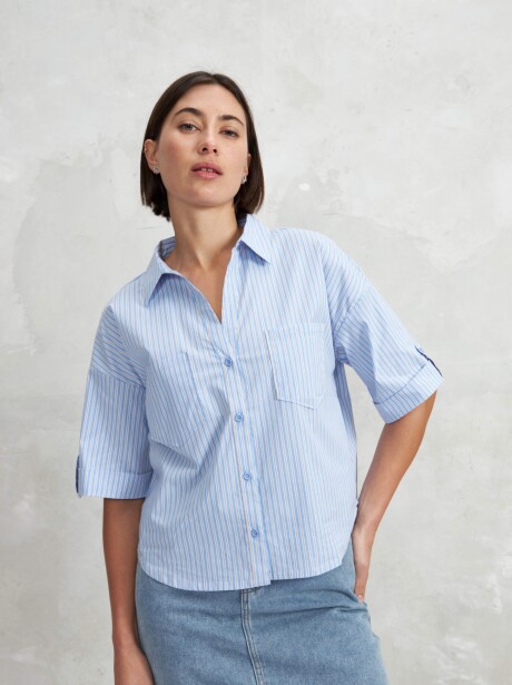 CAMISA STRIPE CELESTE