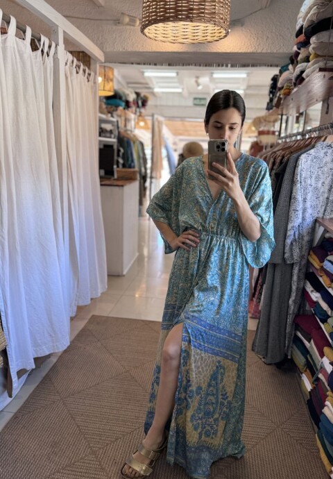 Vestido Manu de seda Tonos cielo