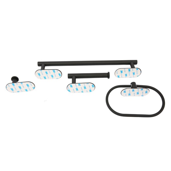 Set Accesorios De Baño Rollo Toalla Percha Juego 4 Piezas Adhesivo Acero Inoxidable Imback Color Negro Set Accesorios De Baño Rollo Toalla Percha Juego 4 Piezas Adhesivo Acero Inoxidable Imback Color Negro