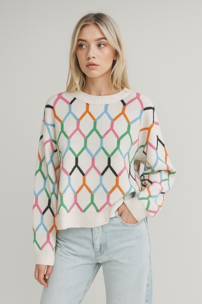 Sweater Rombos Blanco