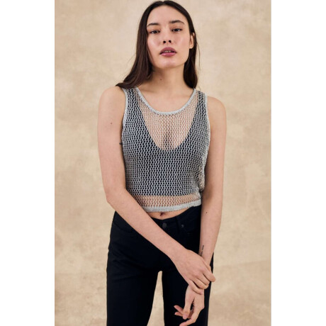 Top Red Metalizado Plata