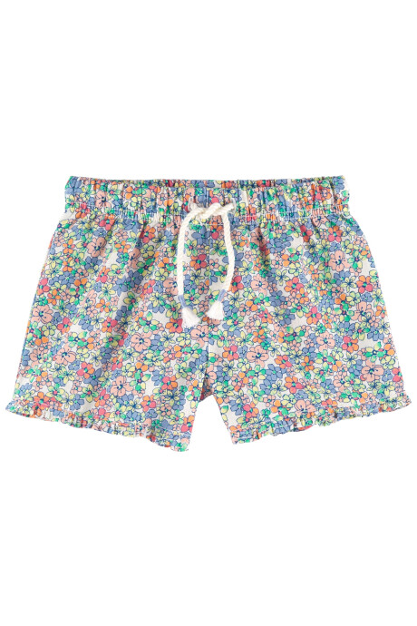 Short de lino diseño floral Sin color